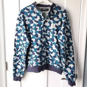 Wesc Men's Bomber Fleece Jacket Blue and Gray Camo Size Small